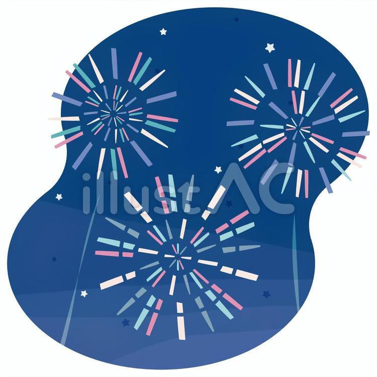 花火の切り絵風イラスト 花火,夏,花火大会のイラスト素材