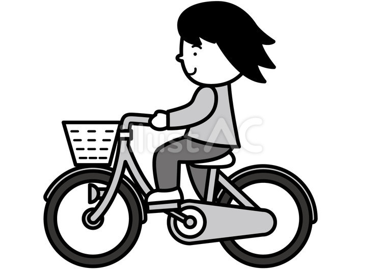 自転車-2c 自転車,女性,乗るのイラスト素材