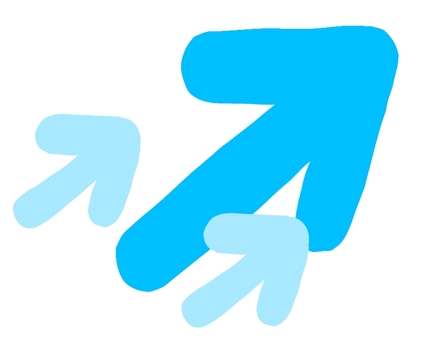 上がる矢印青 上がる,矢印,上,成績,成長,こっち,こちら,あちら,あっち,ここのイラスト素材