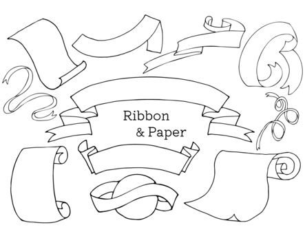 絲帶和紙單色, 色带, 纸, 装饰, JPG, PNG 和 AI