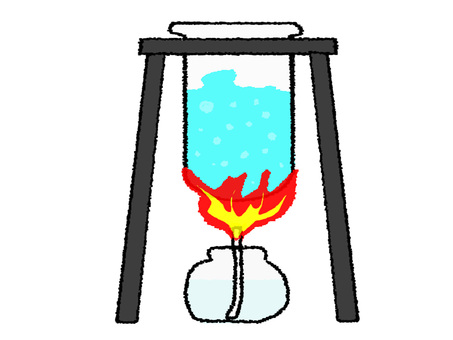 実験 実験,加熱,火,pop調,手描き,挿絵,ワンポイント,素材,商用可,無料のイラスト素材
