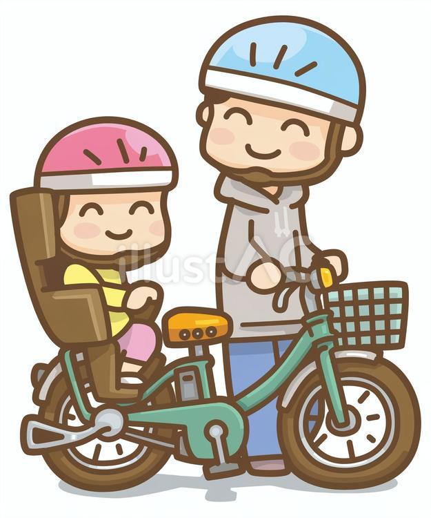 電動アシスト自転車の親子 自転車,電動アシスト,送迎のイラスト素材