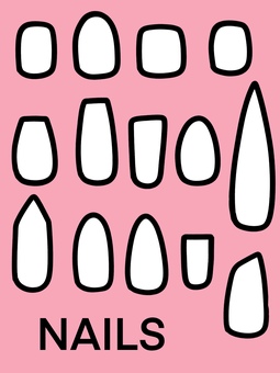 ネイルチップ ネイルチップ,爪,材料,線画,セット,形,種類,14個,ホビー,趣味のイラスト素材