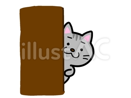 イラスト素材:覗きこむサバトラ猫 1