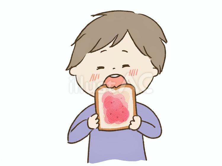 いちごジャムパンを食べる男の子イラスト - No: 24833660｜無料イラスト・フリー素材なら「イラストAC」