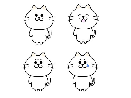 Illustration, cat, white cat, animal, JPG and PNG