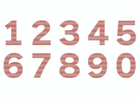 ストライプ模様の可愛い番号・数字 番号,数字,ストライプ,赤色,可愛い,文字のイラスト素材