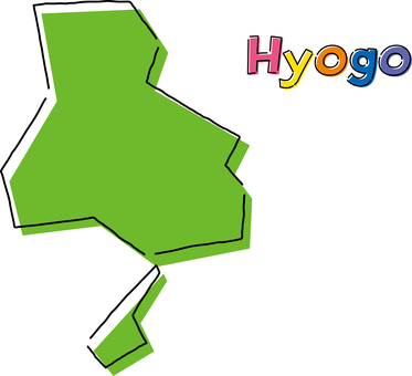 兵庫　手描き風のシンプルな線画の地図  兵庫,県,都道府県,手描き,フリーハンド,地域,地方,地図,ラフ,シンプルのイラスト素材