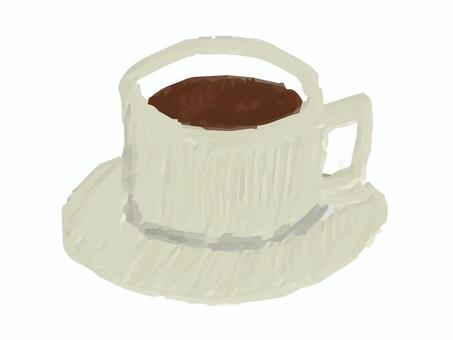 油彩風のシンプルカップ（ホットドリンク） コーヒー,紅茶,油彩風,カップ,ホットドリンク,カフェ,喫茶,休憩,油絵風,手描きのイラスト素材