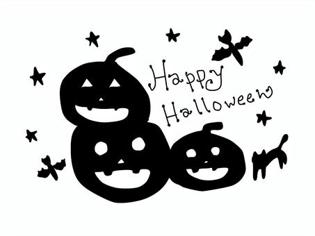 ハロウィン　白黒