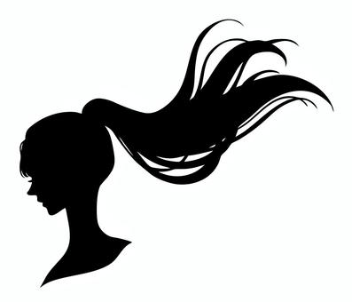 ポニーテール女性の横顔シルエット シルエット,女性,女,髪型,ロングヘア,ポニーテール,ヘアスタイル,美容,髪,横顔のイラスト素材