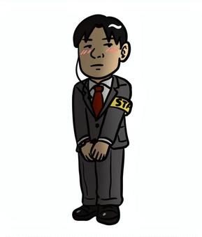 推しのライブに潜り込んだオタクのスタッフ スタッフ,オタク,ファン,コンサート,ライブ,仕事,バイト,スーツ,男性,人物のイラスト素材