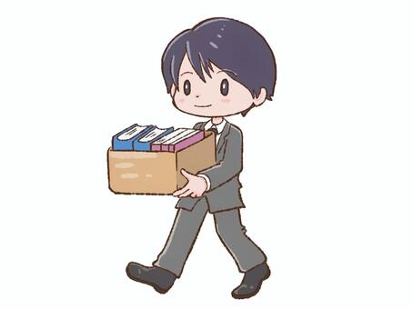 スーツの男性　荷物運び 荷物,運ぶ,移動,書類,ファイル,ダンボール,歩く,会社員,スーツ,ネクタイのイラスト素材