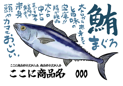 手書きまぐろPOP 魚,鮪,まぐろ,大トロ,中トロ,赤身,筆,和,手書き,popのイラスト素材