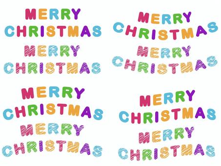 クリスマス　文字セット　手書き風 クリスマス,文字,冬,メリークリスマス,装飾,手書き,文字あしらい,飾り,カラフル,素材のイラスト素材