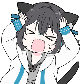 悩む、パニックな萌え系Vtuber風女子 パニック,悩む,猫耳,ケモ耳,かわいい,シンプル,10代,ティーン,透過素材,vtuberのイラスト素材