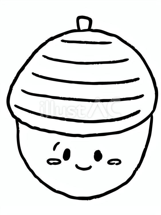 かわいい笑顔のどんぐり（線画） どんぐり,かわいい,笑顔のイラスト素材