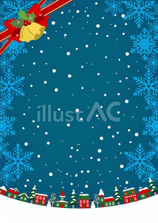クリスマス街並み背景タテ青 クリスマス,イラスト,街並みのイラスト素材