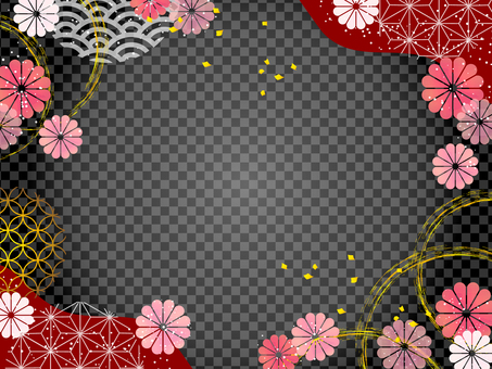 菊の和柄の背景、フレーム06 菊,花,和,和柄,和風,背景,壁紙,フレーム,年賀状,年賀のイラスト素材