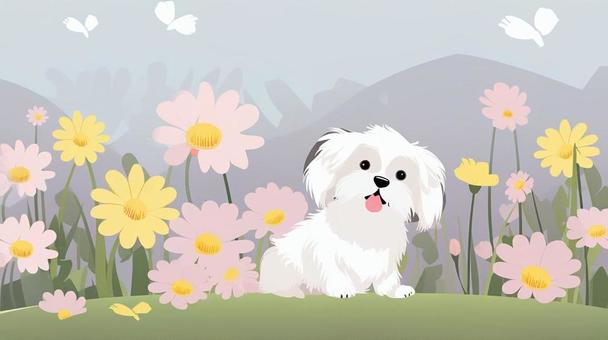 Illustration, puppy, flower, tiny, 