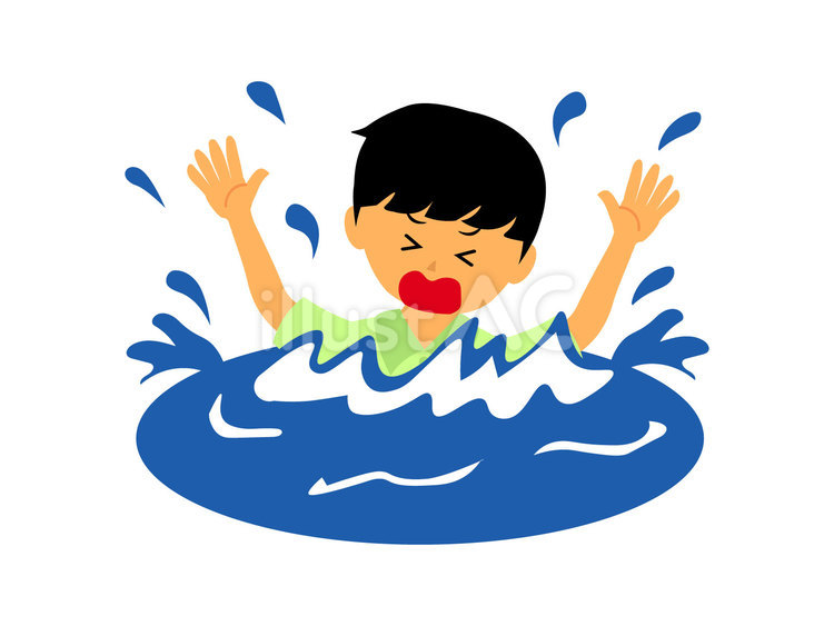 水の中で溺れる男の子 子供,溺れる,事故のイラスト素材