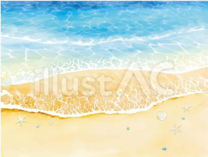 水彩タッチの夏の波打ち際の背景