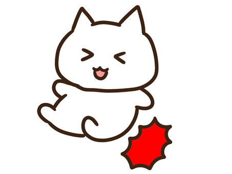 事故・トラブルで転んで尻餅をつくねこ トラブル,事故,転ぶ,転倒,尻餅,痛い,ねこ,けが,注意喚起,安全のイラスト素材