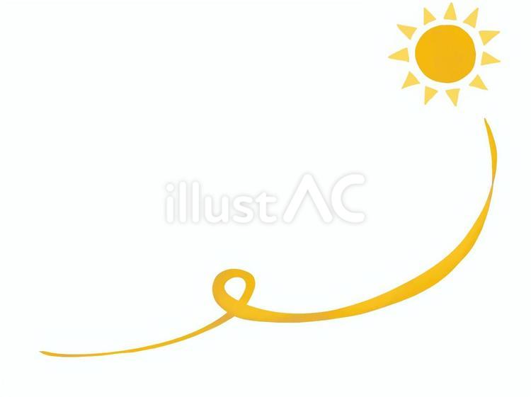 太陽と飾りの線の挿し絵風イラスト 太陽,夏,飾り罫のイラスト素材
