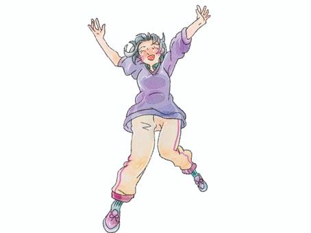 両手を広げて大喜びする女性・背景なし 女性,女,人物,人,女の子,女の人,全身,大喜び,喜ぶ,嬉しいのイラスト素材