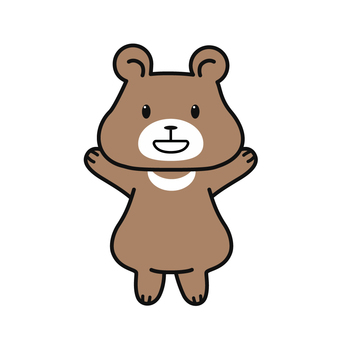 両手を上げて喜ぶクマのイラスト クマ,動物,かわいい,シンプル,両手をあげる,茶色,喜ぶのイラスト素材