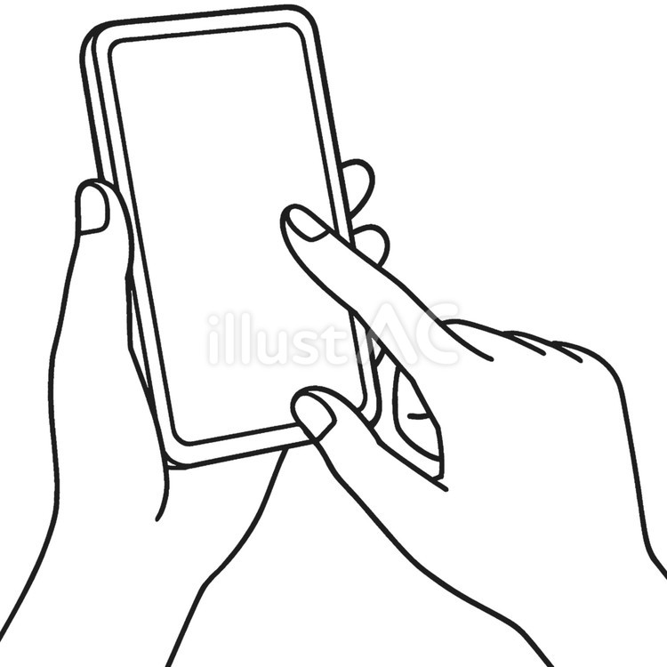 スマホを持つ手　両手 スマホ,スマートフォン,持つのイラスト素材