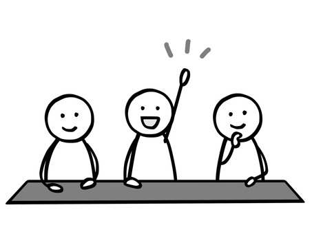 モノクロ棒人間　授業を受ける人たち 棒人間,人,モノクロ,授業,白黒,モノトーン,講義,ミーティング,会議,解説のイラスト素材