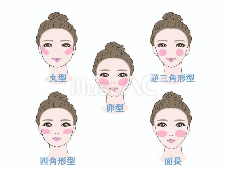 顔型別　チークの入れ方 チーク,挿絵,メイクアップのイラスト素材