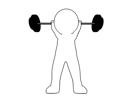 バーベルを持ち上げた棒人間 筋トレ,バーベル,ウェイトトレーニング,トレーニング,フィットネス,鍛錬,重量挙げ,ボディメイク,筋力,持久力のイラスト素材