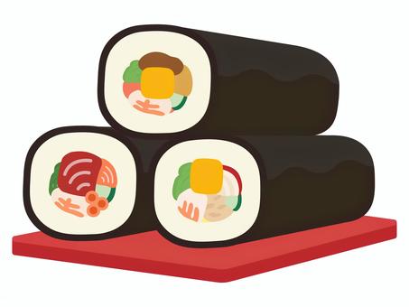 節分の恵方巻3本 節分の恵方巻3本 恵方巻,節分,恵方巻き,2月,食べ物,かわいい,恵方,巻寿司,縁起物,丸かぶりのイラスト素材