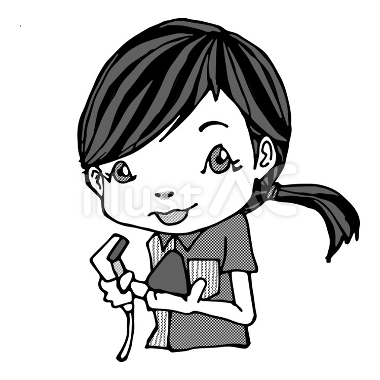 一緒に働きませんか？コンビニL一(白黒) 女性,コンビニ,バイトのイラスト素材
