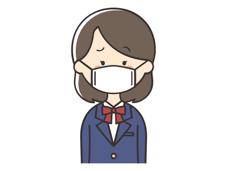 困った表情のマスクをした女子学生 女の子,高校生,中学生,マスク,風邪,インフルエンザ,感染,花粉症,感染症,ウイルスのイラスト素材