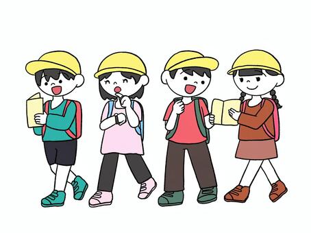 校外学習 校外学習,小学校,小学生,遠足,学校,グループのイラスト素材
