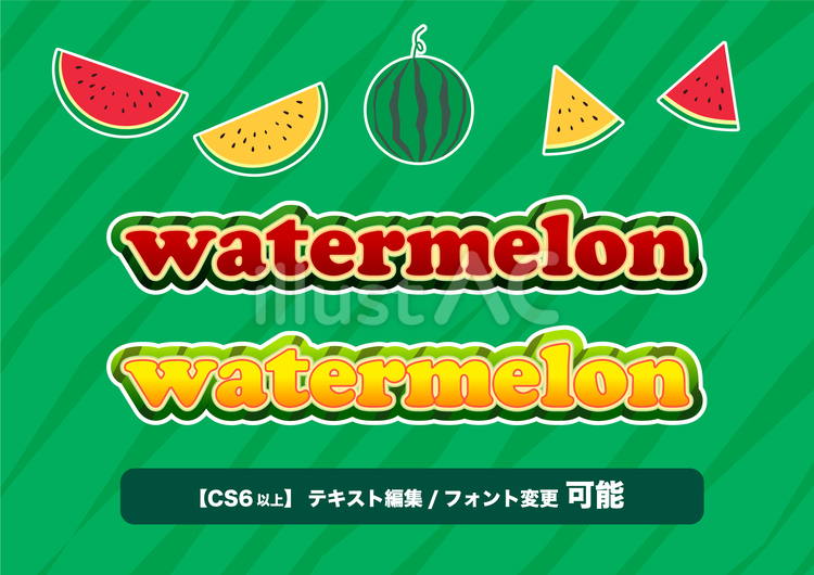 スイカ風の飾り文字とイラスト スイカ,飾り文字,グラフィックスタイルのイラスト素材