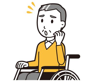  ニット中年男性(黄)-309-バスト 車いす,慌てる,おじさん,男性,中年,お父さん,パパ,シニア,ミドルエイジ,人物のイラスト素材