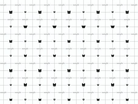 すかしsample黒③ 猫,肉球,サンプル,ウォーターマーク,透かし,透過,シンプル,素材,あしらい,模様のイラスト素材