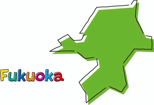 福岡　手描き風のシンプルな線画の地図  福岡,県,都道府県,手描き,フリーハンド,地域,地方,地図,ラフ,シンプルのイラスト素材
