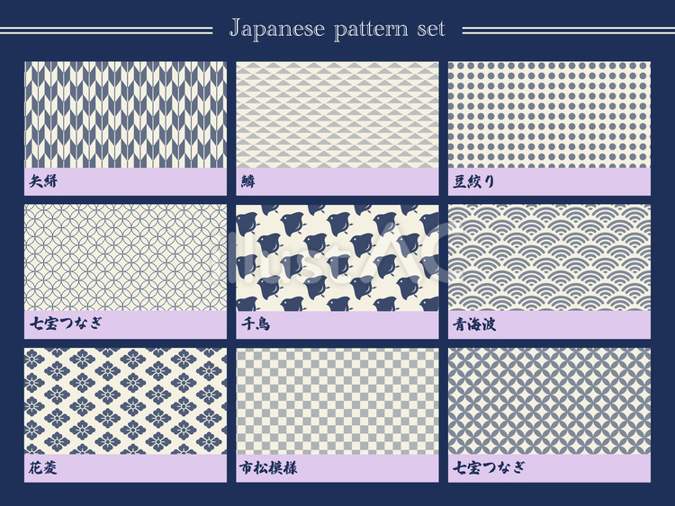和風背景・シンプルな和柄模様のセット 和風背景,和柄背景,シンプルのイラスト素材