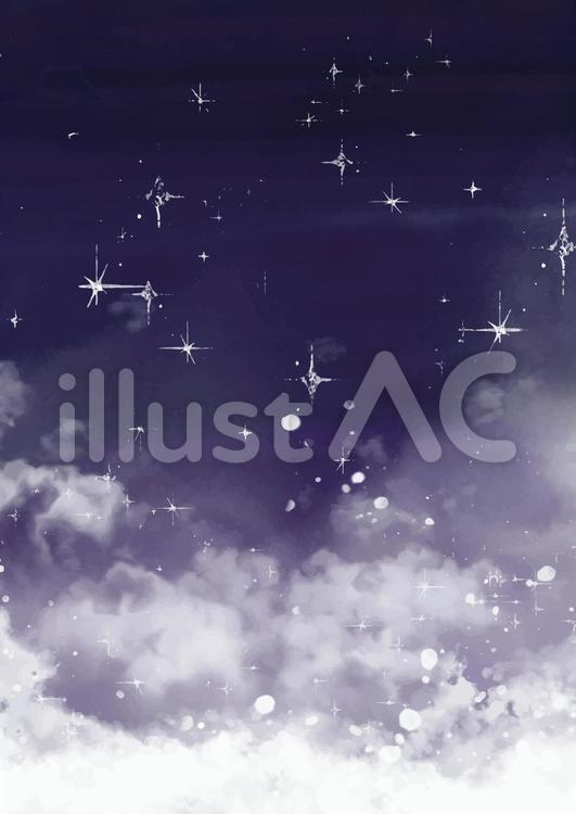 夜空と雲 水彩風イラスト No 無料イラストなら イラストac