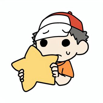 困って星を持つ少年 小学生,星,持つ,困る,困惑,焦る,不安,汗,お気に入り,クッションのイラスト素材