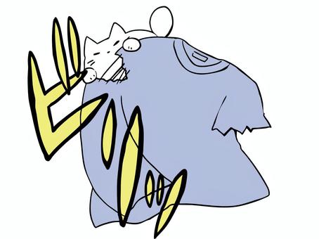 ワイルドに 衣替え ねこ ねこ,白猫,衣替え,tシャツ,長袖,破る,ワイルド,主線あり,イメージ,動物のイラスト素材