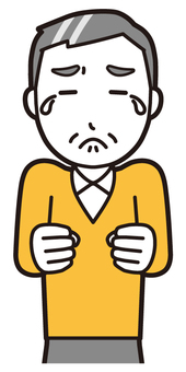  ニット中年男性(黄)-570-バスト 泣く,おじさん,男性,中年,お父さん,パパ,シニア,ミドルエイジ,人物,かわいいのイラスト素材