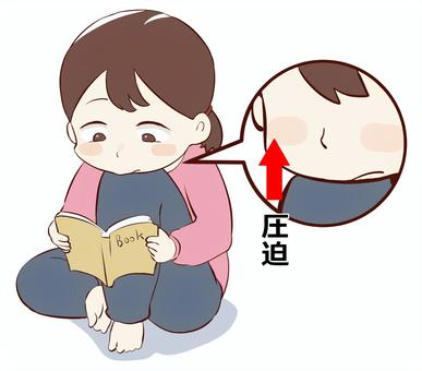 顎関節症・予備軍・座る 顎関節症,予備軍,圧迫,顎,医療,説明図,説明,解説,生活習慣,没頭のイラスト素材