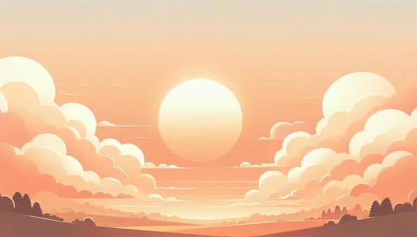 Illustration, sunset, sun, cloud, 