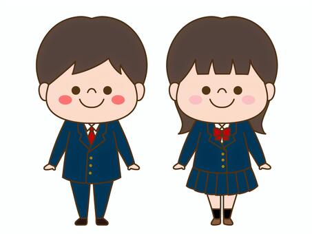 学校人物イラスト＜ブレザー＞ 制服,ブレザー,学校,冬服,学生,生徒,中学校,高校,公立,私立のイラスト素材